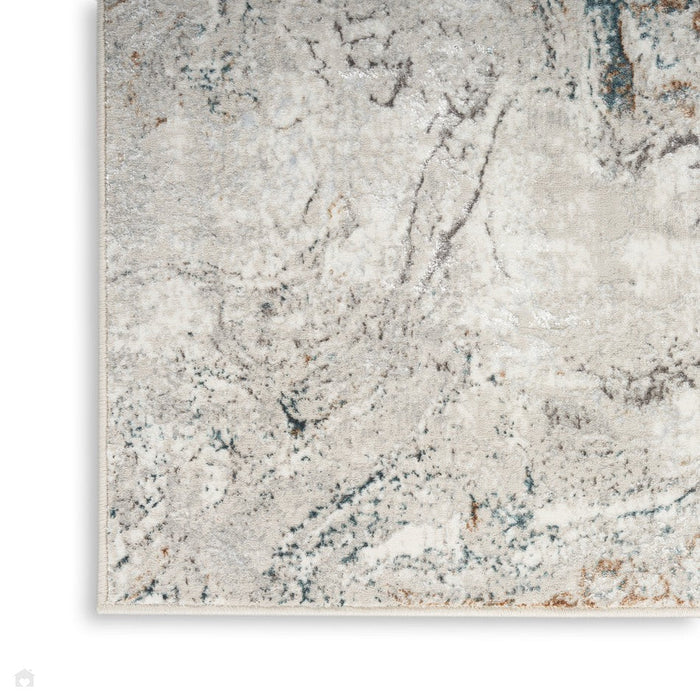 Glitz GLZ20 Modern Abstract Swirl Distressed Metallic Shimmer Hi-Low Textured Soft-Touch Polyester Grey/Multicolour Runner