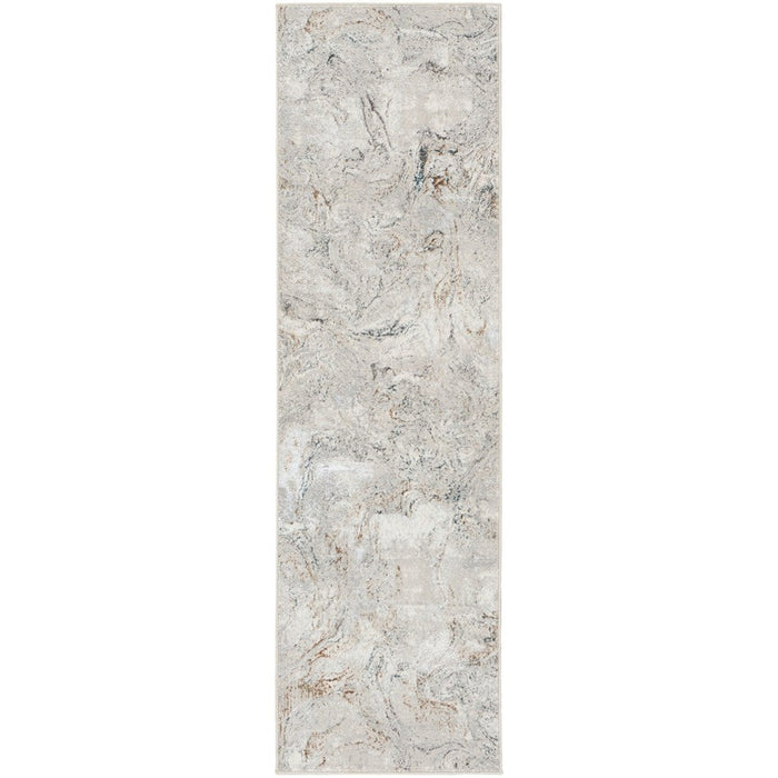 Glitz GLZ20 Modern Abstract Swirl Distressed Metallic Shimmer Hi-Low Textured Soft-Touch Polyester Grey/Multicolour Runner