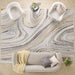 Glitz GLZ21 Modern Abstract Marbled Curve Distressed Metallic Shimmer Hi-Low Textured Soft-Touch Polyester Grey/Gold Rug