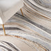 Glitz GLZ21 Modern Abstract Marbled Curve Distressed Metallic Shimmer Hi-Low Textured Soft-Touch Polyester Grey/Gold Rug