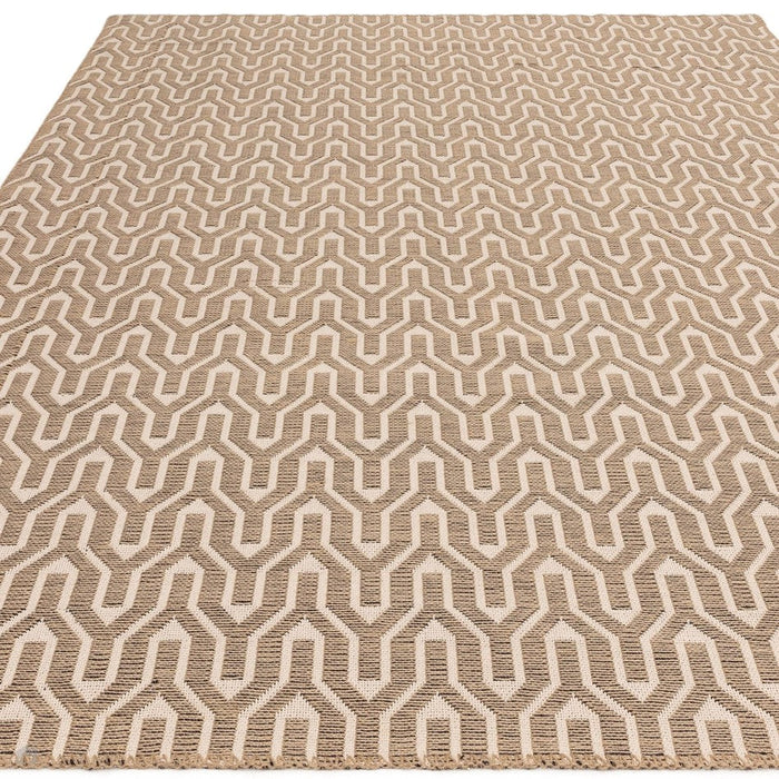 Global Lattice moderne geometrische jute- en katoenmix, duurzaam zacht aanvoelend platgeweven natuurlijk/beige/crème vloerkleed