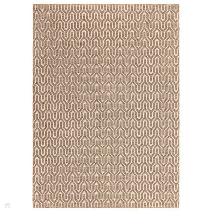 Global Lattice moderne geometrische jute- en katoenmix, duurzaam zacht aanvoelend platgeweven natuurlijk/beige/crème vloerkleed