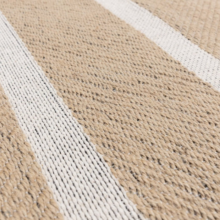 Global Stripe Modern Geometric Jute & Cotton Mix Durable Soft-Touch Flatweave Natural/Beige/Cream Rug