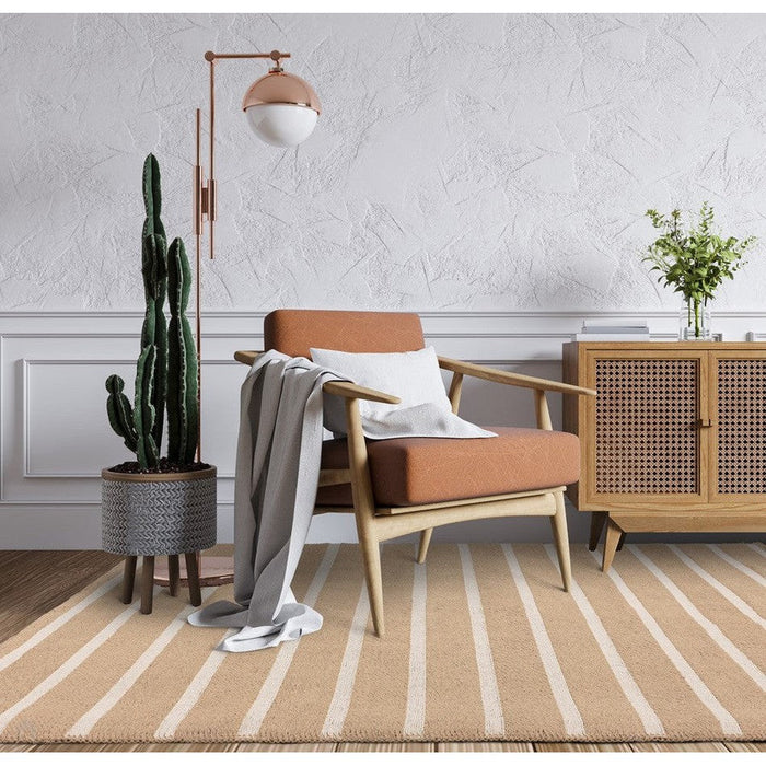 Global Stripe Modern Geometric Jute & Cotton Mix Durable Soft-Touch Flatweave Natural/Beige/Cream Rug