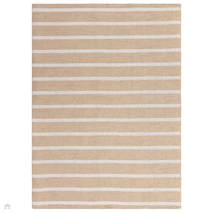 Global Stripe Modern Geometric Jute & Cotton Mix Durable Soft-Touch Flatweave Natural/Beige/Cream Rug