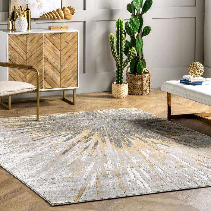 Gold Abstract Area Rug 140x200 cm