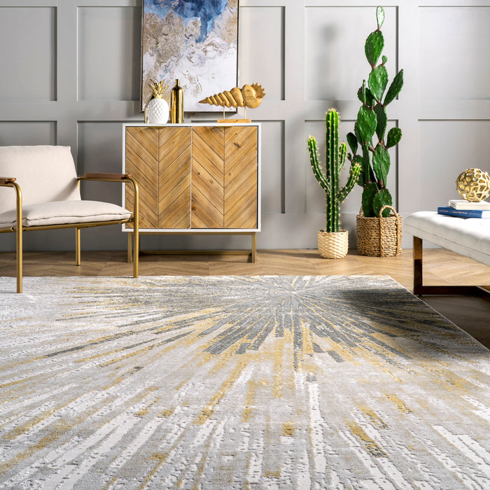 Gold Abstract Area Rug 140x200 cm