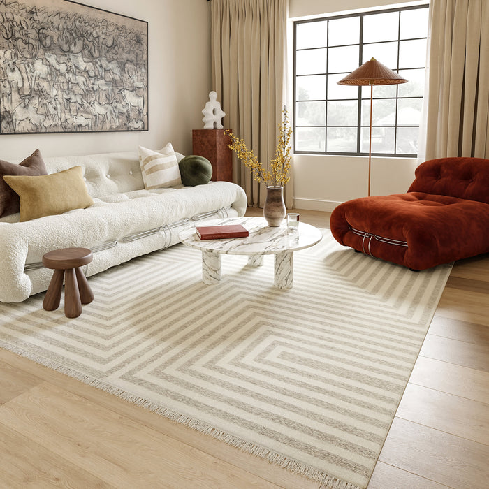 Graphic Reversible Washable Rug in Cream 160x230 cm