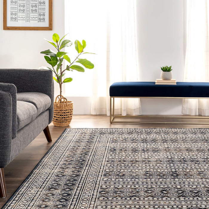 Grecian Fringed Area Rug 160x230 cm in Grey