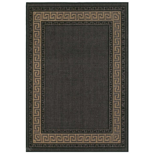 Greek Key Flatweave Black Rug