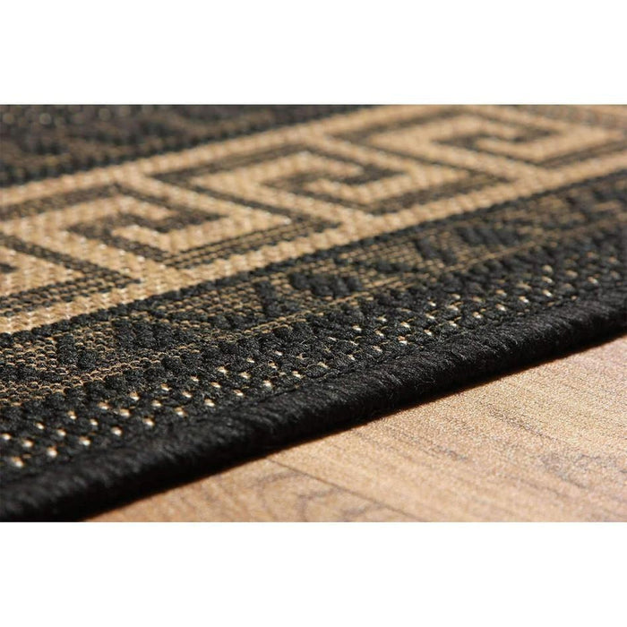 Greek Key Flatweave Black Runner