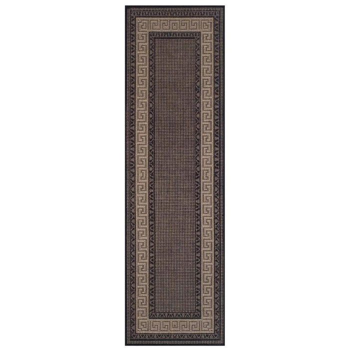 Greek Key Flatweave Black Runner