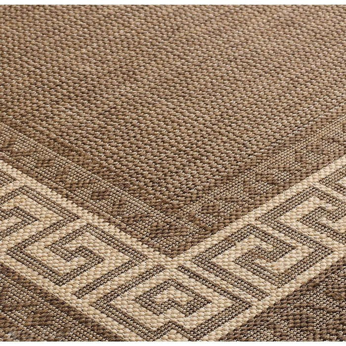 Greek Key Flatweave Brown Rug