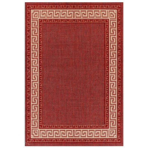 Greek Key Flatweave Red Rug