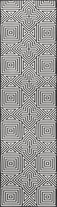 Greek Pattern Indoor Outdoor Area Rug Black 160x230 cm