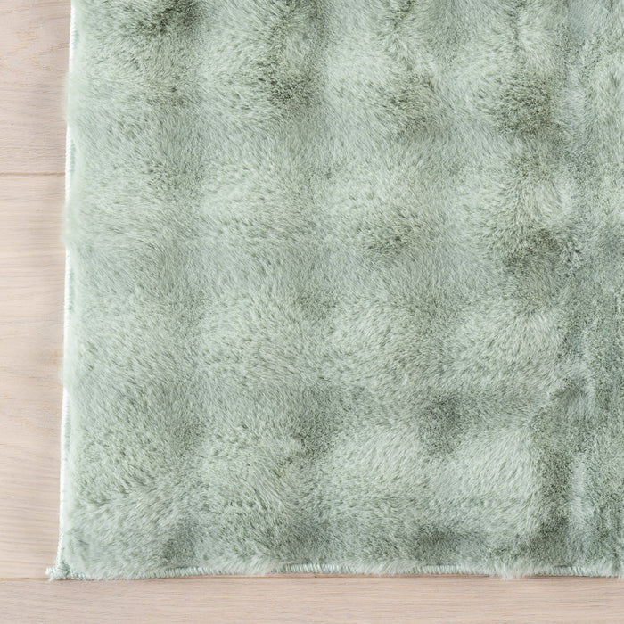 Green Checkered Plush Washable Cloud Rug 120x180 cm