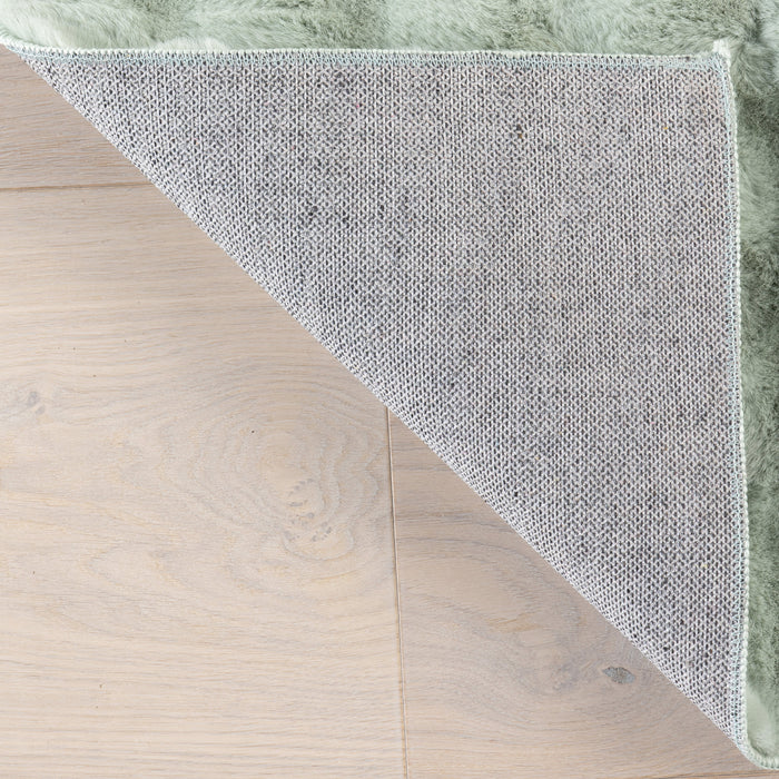 Green Checkered Plush Washable Cloud Rug 120x180 cm