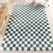 Green Checkered Shag Rug 60x90 cm for Cozy Interior