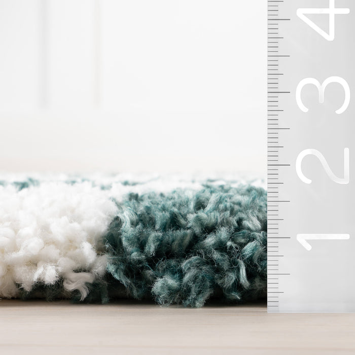 Green Checkered Shag Rug 60x90 cm for Cozy Interior