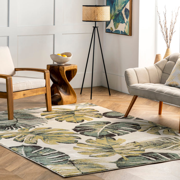 Green Leaves Area Rug for Home Decoration