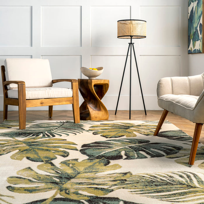 Green Leaves Area Rug for Home Decoration