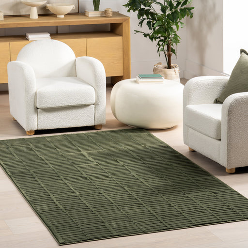 Green Washable Textured Area Rug 120 cm x 180 cm