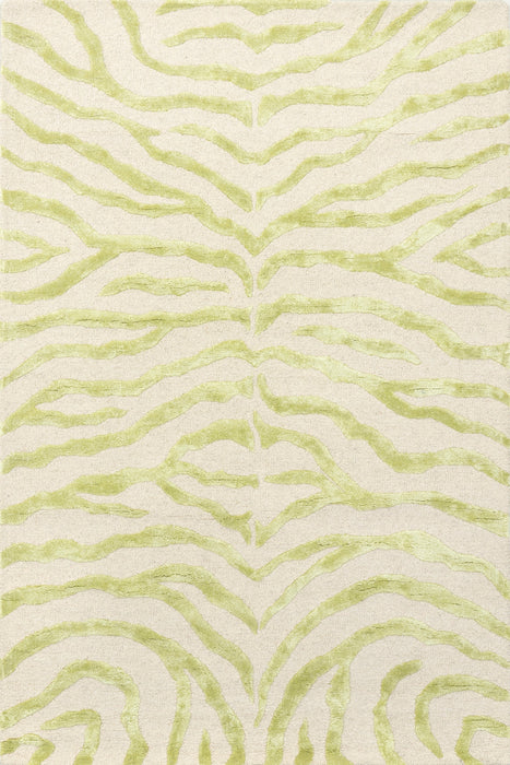 Groen wolmix vloerkleed met zebraprint 120x180 cm