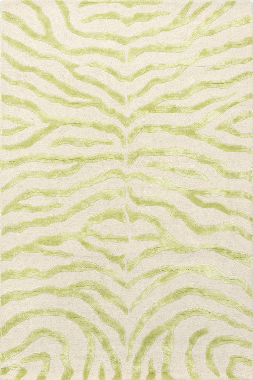 Groen wolmix vloerkleed met zebraprint 120x180 cm