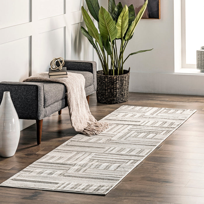 Grey Abstract Pinstripes Area Rug 120x180 cm