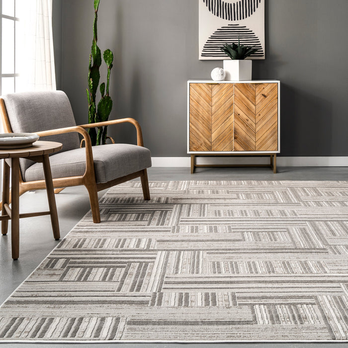 Grey Abstract Pinstripes Area Rug 120x180 cm