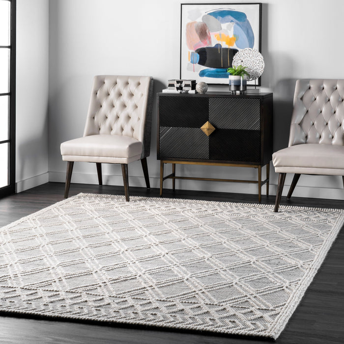 Grijs Argyle Trellis-vloerkleed 140 x 200 cm