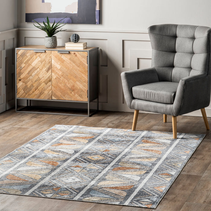 Grey Aztec Geometric Area Rug 160x230 cm