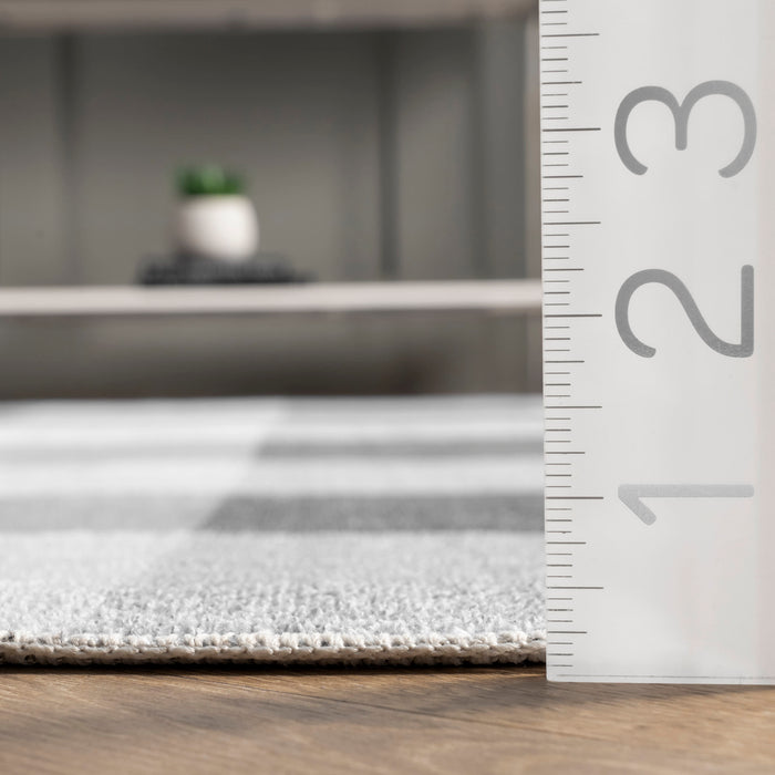 Grey Buffalo Plaid Machine Washable Area Rug 160x230 cm