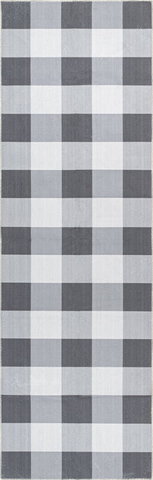 Grey Buffalo Plaid Machine Washable Area Rug 160x230 cm