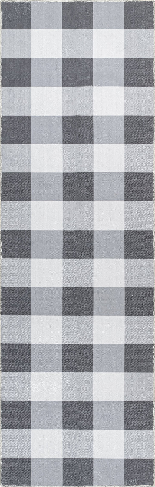 Grey Buffalo Plaid Machine Washable Area Rug 160x230 cm