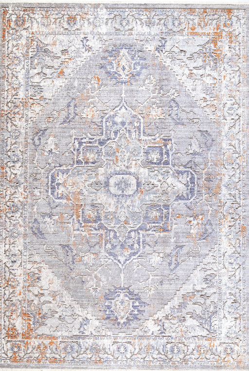 Tappeto con frange a medaglione cardinale grigio 152x229 cm