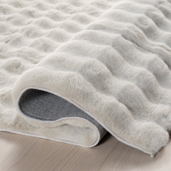 Grey Checkered Plush Cloud Washable Rug 140x200 cm