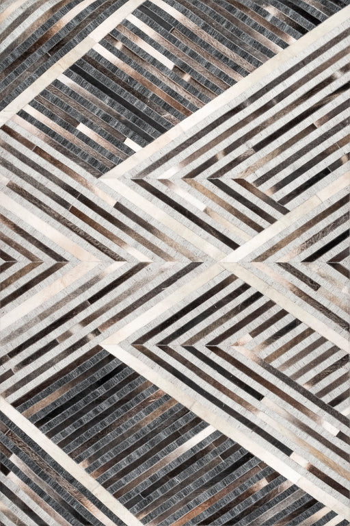 Grey Chevron Leather Area Rug 140x200 cm