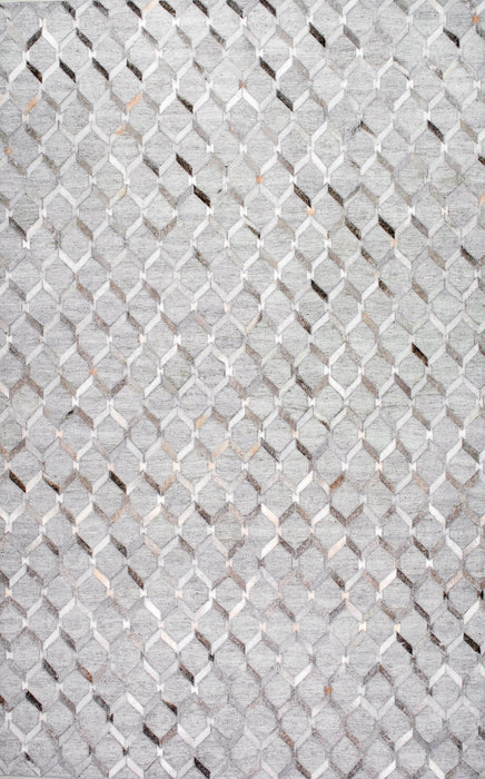 Grey Cowhide Trellis Area Rug 140x200 cm