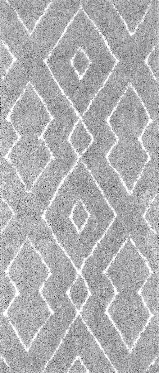Grey Double Diamond Lattice Shag Area Rug 120 x 180 cm