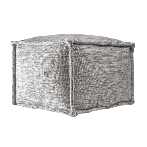 Grey Flatwoven Indoor Outdoor Pouf Accent Seat