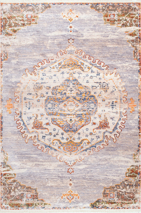 Grey Fringe Medallion Area Rug 120x170 cm