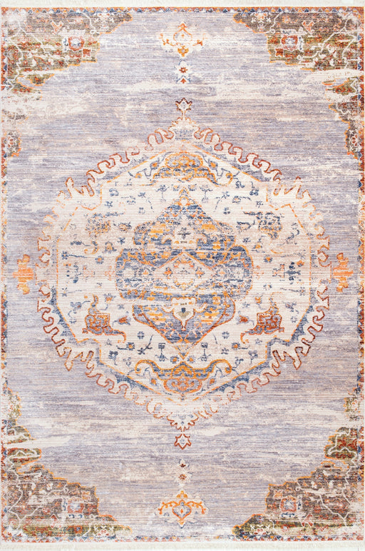 Grey Fringe Medallion Area Rug 120x170 cm