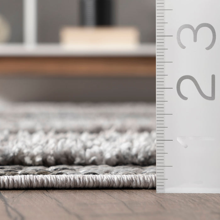 Grey Geometric Border Area Rug for Living Room or Bedroom