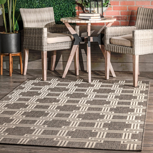 Grey Greek Trellis Outdoor Area Rug 150x240 cm