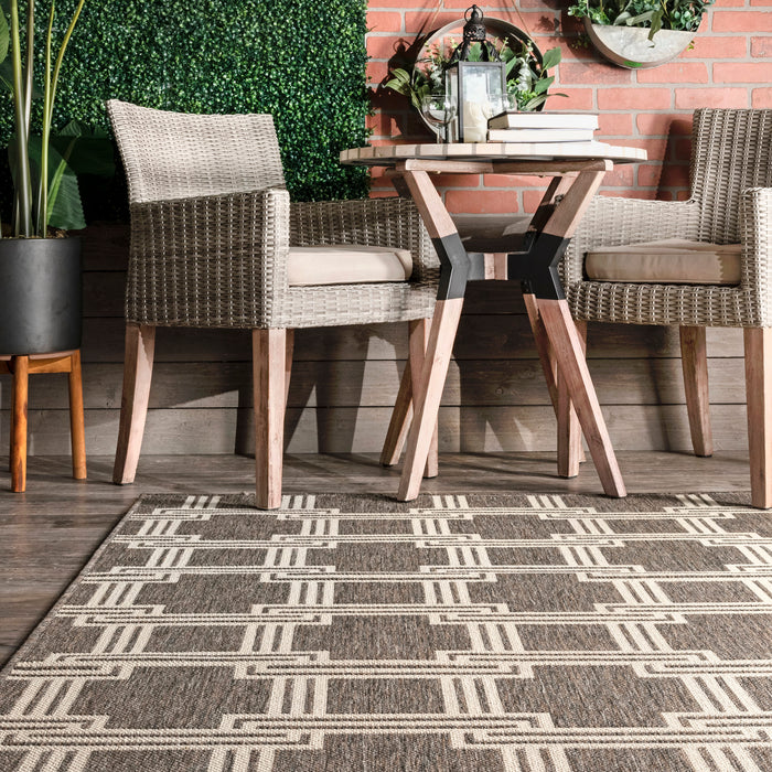 Grey Greek Trellis Outdoor Area Rug 150x240 cm