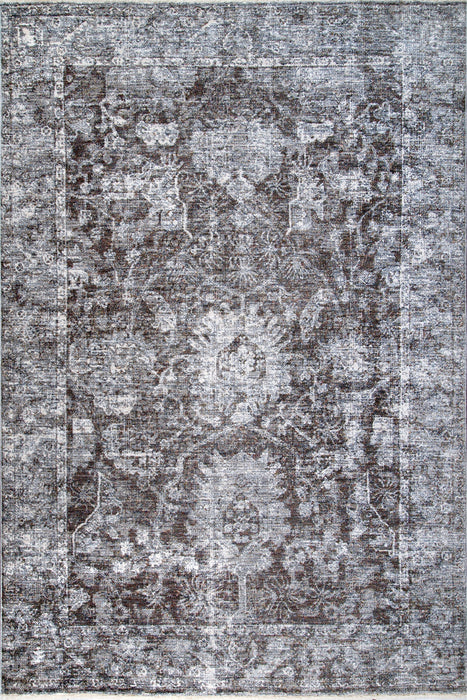 Grey Herati Area Rug for Heavy Foot Traffic and Pets
