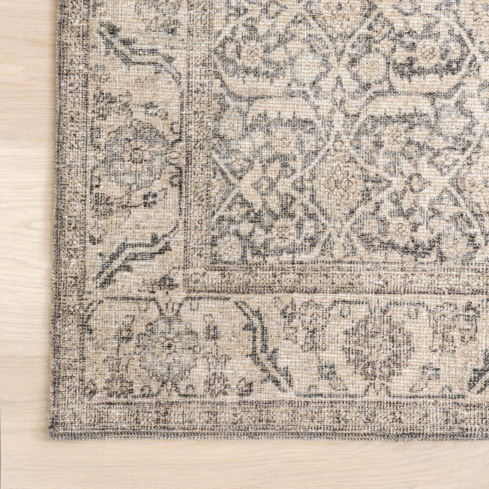 Grey Jute-Blend Vintage Medallion Area Rug 160x230 cm