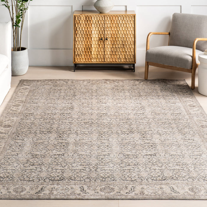 Grey Jute-Blend Vintage Medallion Area Rug 160x230 cm