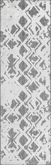 Grey Lattice Pattern Indoor Outdoor Area Rug 120x180 cm